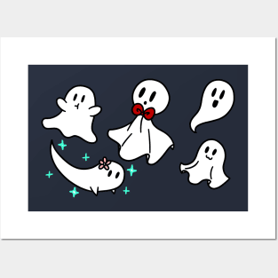 Five Cute Ghosts Posters and Art